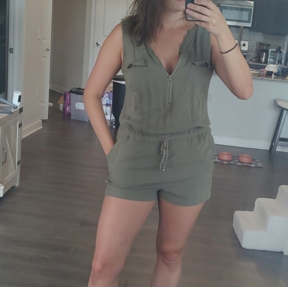 Olive Green Sleeveless Romper
